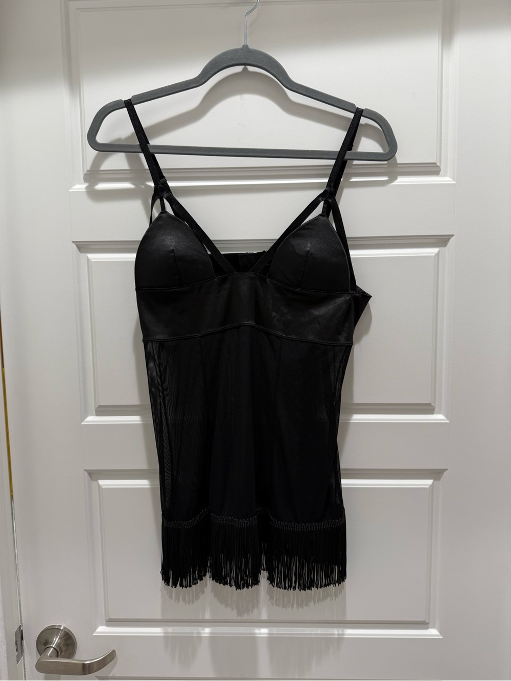 Seduction by Fredricks of Hollywood Black Sheer Fringe Nightie Lingerie Dress